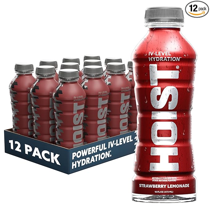 HOIST Premium Military Hydration Electrolyte Drink, Powerful IV-Level Hydration, Clinically Proven Performance Drink, Strawberry Lemonade, 16 Fl Oz (Pack of 12)