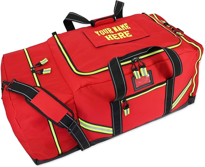 Lightning X Customizable Premium 3XL Firefighter Step-In Gear Bag w/Helmet Compartment & Embroidered Name - No FF Logo - RED One_Size