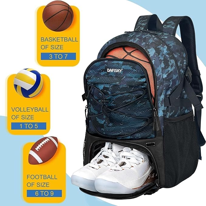 Basketball Backpack with Ball Compartment – Large Basketball Bag with Shoes compartment Sports Equipment Bag for Soccer Ball,Volleyball,Gym,Outdoor,Travel