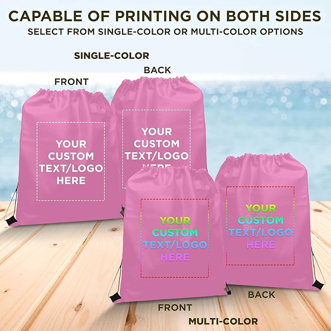 DISCOUNT PROMOS Custom Non-Woven Drawstring Backpacks Set of 10/50/100, Personalized Bulk Pack