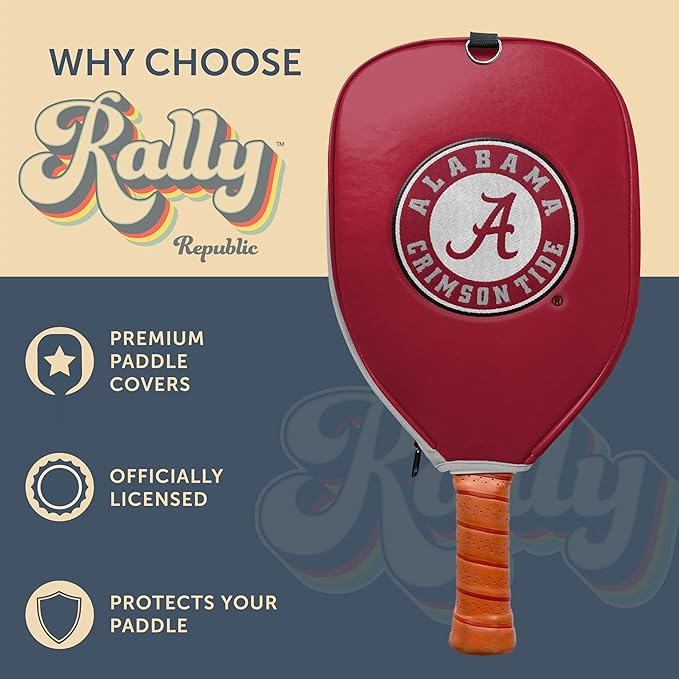 Officially Licensed Collegiate Pickleball Paddle Cover - Lightweight PU Leather Material - Durable Foam Interior Protection with Zippered Closure - Fits Most Paddles on the Market