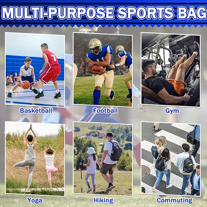 KAEGREEL Drawstring Soccer Bag Basketball Backpack for Kids Teens, Foldable Sports Bags Detachable Ball Mesh Bag for Gym Yoga Football Baseball