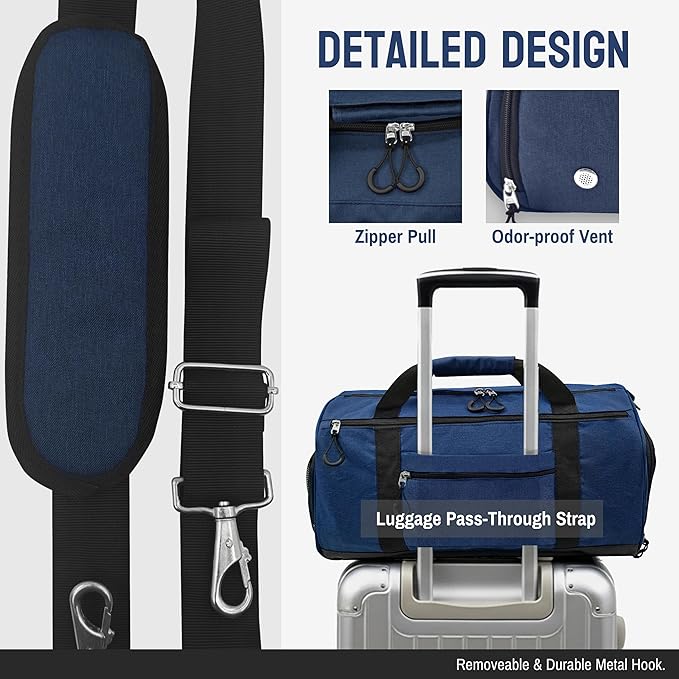 56L Gym Bag Sports Duffle Bag with Shoe Compartment & Wet Pocket, Carry-on Luggage Bag with Quick-Access Pouch, Weekender Overnight Travel Bag for Men & Women