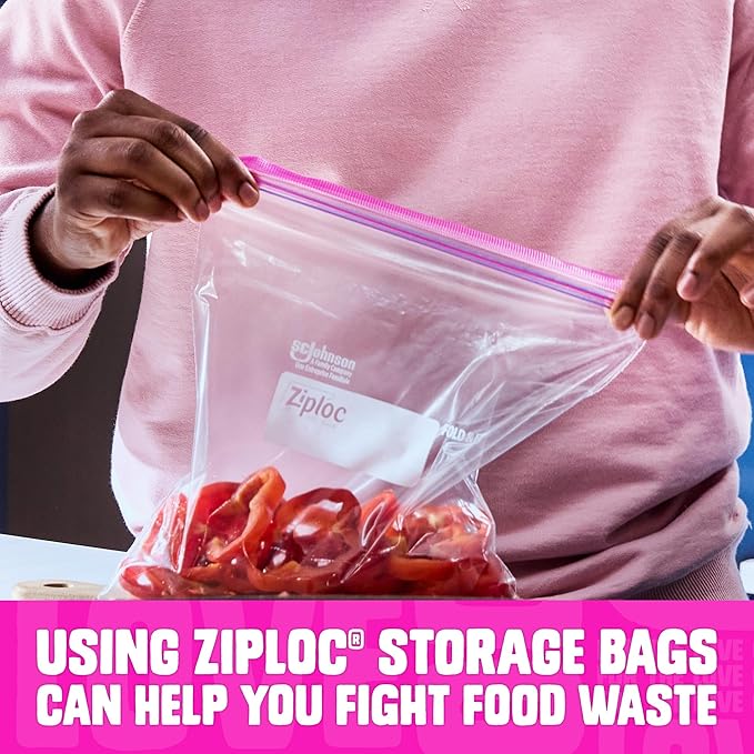 Ziploc Gallon Food Storage Bags, Stay Open Design with Stand-Up Bottom, Easy to Fill, 42 Count (Packaging May Vary)