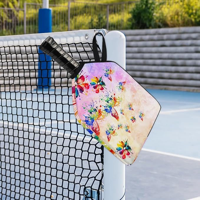 AUUXVA Watercolor Butterfly Pickleballs Paddle Cover, 2 Pcs Pickleball Case for Women, Compatible with Most Standard and Elongated Pickball Paddles, Ideal Present (Rackets and Balls are Not Included)