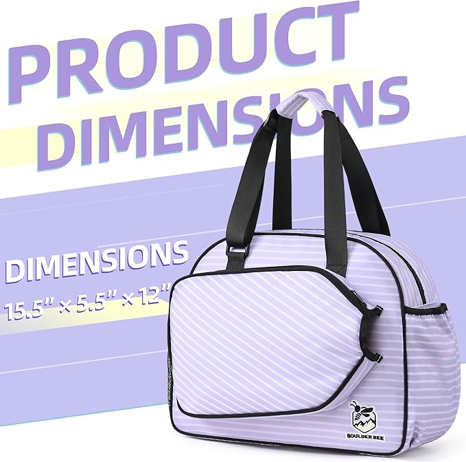 Boulder Bee Pickleball Bags, Premium Pickleball Tote Bag for Girls, Women’s Hand/Shoulder Gym Bag w Water Bottle Holder, with Pickleball Racquet/Paddle Holder