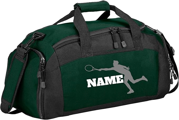 Personalized Sports Duffle Bag with Shoe Compartment (Tennis(Male), Hunter)