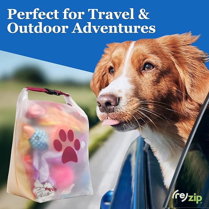 (re)zip Roll Top Pet Food Storage Bag (14-Cup) | BPA-Free, Food Grade, Pet Safe, Travel-Friendly | Keeps Kibble Fresh for Camping, Dog Boarding, Weekend Getaways | Machine Washable | Cobalt Blue