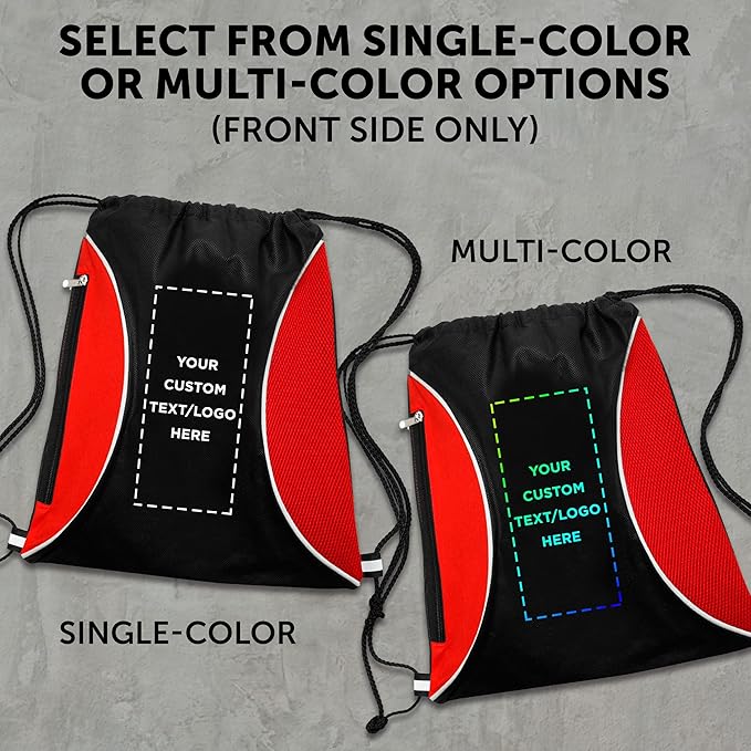 DISCOUNT PROMOS Custom Non-Woven Drawstring Backpacks Set of 10/50/100, Personalized Bulk Pack