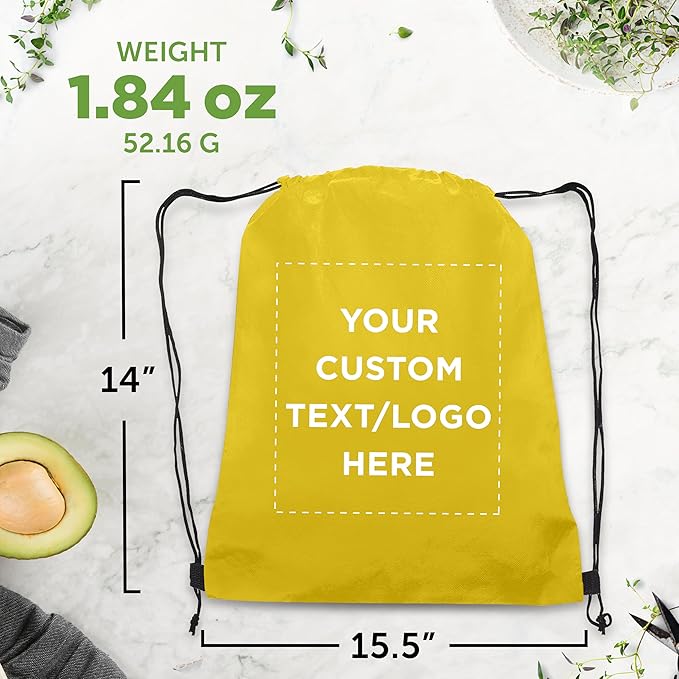 DISCOUNT PROMOS Custom Non-Woven Drawstring Backpacks Set of 10/50/100, Personalized Bulk Pack
