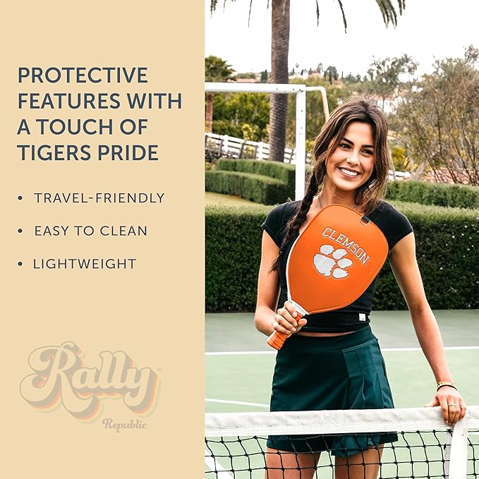 Officially Licensed Collegiate Pickleball Paddle Cover - Lightweight PU Leather Material - Durable Foam Interior Protection with Zippered Closure - Fits Most Paddles on the Market