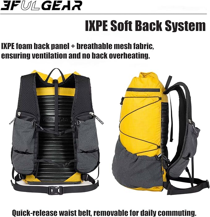 3F UL Gear Koala UHMWPE 20L+5L Backpacks,Hiking Backpack, Mountain Climbing Backpacking, Ultra-Light Daypacks (Bright Yellow)
