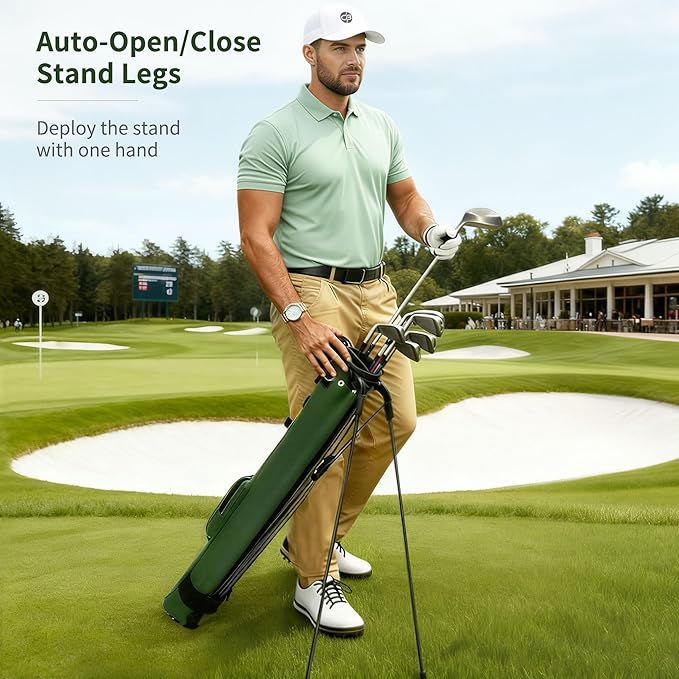 Camboke Lightweight Golf Stand Bag, Portable and Durable Golf Carry Bag with Padded Strap and Pocket, Sunday Bag for The Driving Range, 2-Way Divider Practice Bag for Men and Women