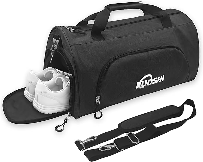 56L Gym Bag Sports Duffle Bag with Shoe Compartment & Wet Pocket, Carry-on Luggage Bag with Quick-Access Pouch, Weekender Overnight Travel Bag for Men & Women