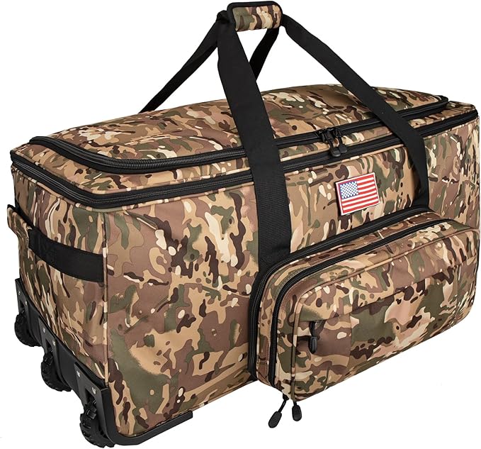 150L Large Rolling Duffle Bag with Wheels, Heavy Duty 32'' Tri-Wheel Gear Hauler for Camping,Moving Sports Equipment, Military & Airline Checked Bag Approved,Camo