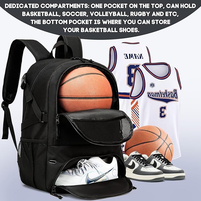Basketball Bag Backpack, Large Capacity Sports Equipment Bags for Basketball, Soccer, and Volleyball.