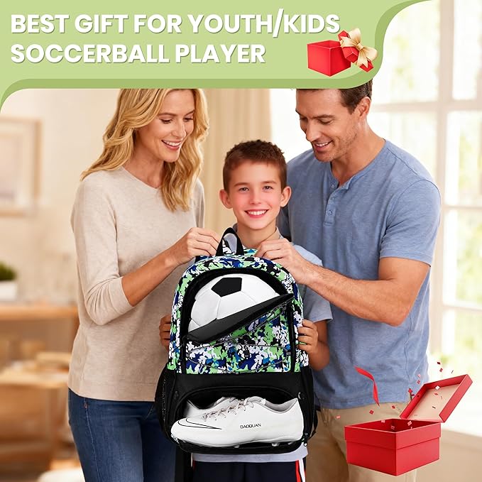 Youth Soccer Bag-Soccer Backpack&Backpack for Football Basketball,with Ball Compartment Separate Cleat Package