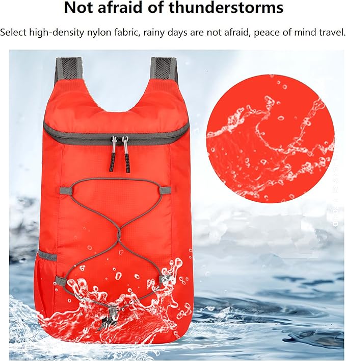 16L Lightweight Foldable Hiking-Backpack Small Packable-Daypack For Travel,Ultralight Water-Resistant Gym Bag Men Women Easy Carry-on (Red)