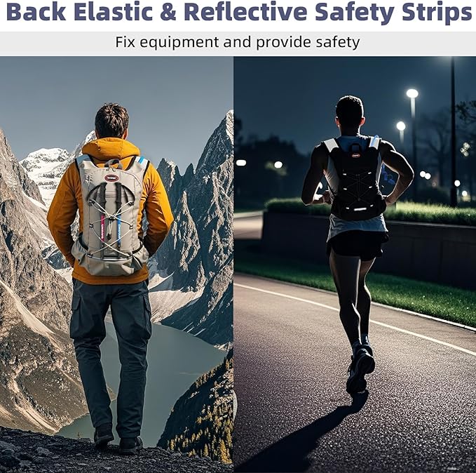2 Pack Hydration Backpack Pack with 2L Hydration Bladders, TNYSPORT Lightweight Breathable Water Backpack with Multiple Pockets, Reinforced Shoulder Straps for Hiking, Running, Biking