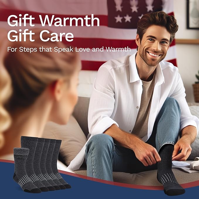 Buttons & Pleats Wool Socks for Men & Women Merino Thermal Warm Cozy Winter Boot Sock