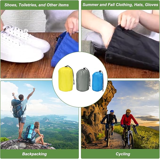 PATIKIL Stuff Sack, 5 x 10 Inch Waterproof Outdoor Storage Sack Portable Drawstring Dust Flap Bag for Camping, Purple