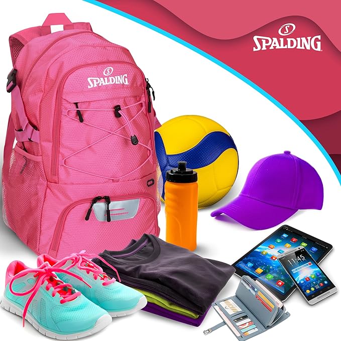 Spalding Basketball Backpack Sports Bag | Large Black Backpack with Shoe and Ball Compartment | Gifts for Basketball Players