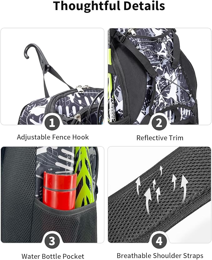 Youth Baseball Bag, Softball Bat Bag for Girls Boys & Adults, Kids Tball Backpack with Shoes Compartment, Large Capacity Equipment Backpack