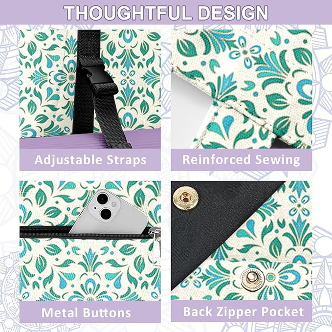 Adalore Women's Yoga Bag with Yoga Mat Carrier - Large Mat Pocket Fitness Tote for Pilates, Gym, Travel, Office & Beach