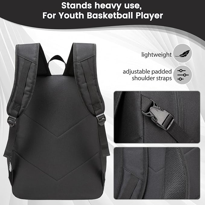 Basketball Backpack - Large Sports Equipment Bag with Ball Holder & Shoe Compartment for Basketball. (black)