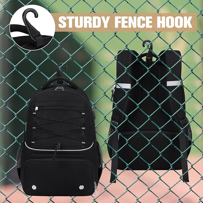 Bevalsa Pickleball Bag for Women Men Teens, Tennis Bag with Shoe Compartment, Multifunctional Sports Padel Racket Bag Badminton Backpack Fits 4 Rackets with Fence Hook