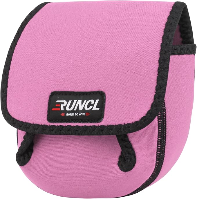 RUNCL Spinning Reel Bag – Protective Storage Pouch for Baitcasting Reels & Spinning Reels, Lightweight & Durable, Ideal for Freshwater & Saltwater Fishing Trips (pink& Black)
