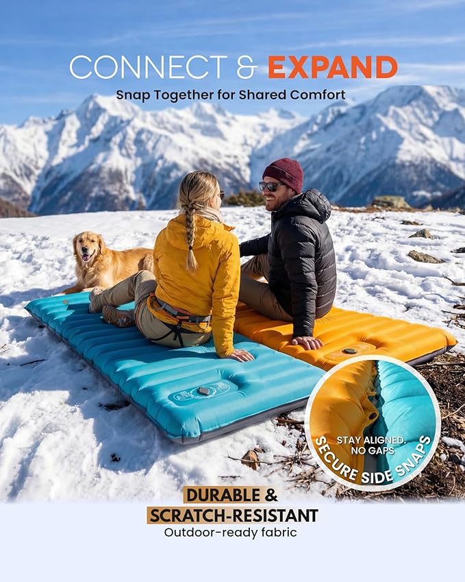 ZOOOBELIVES Inflatable Camping Sleeping Pad, 4-Inch Thick Full Air Support, No Bottoming Out for Side Sleepers, Camping & Backpacking Mattress with Built-in Foot Pump, Durable & Compact – Airlive2000