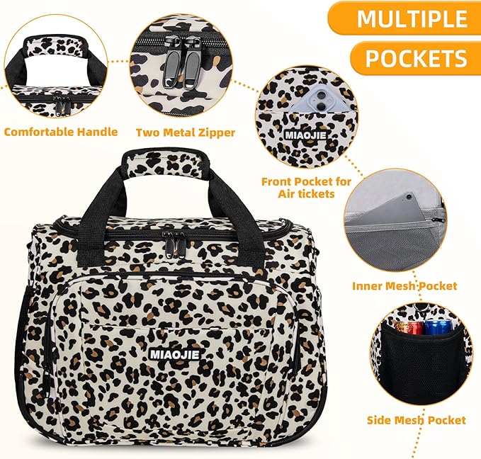 Underseat Carry On Luggage Lightweight Travel Tote Weekender Bag Overnight Duffle Bag for Travel, Travel Essentials Personal Item Travel Bag for Women and Men,Leopard-16Inch