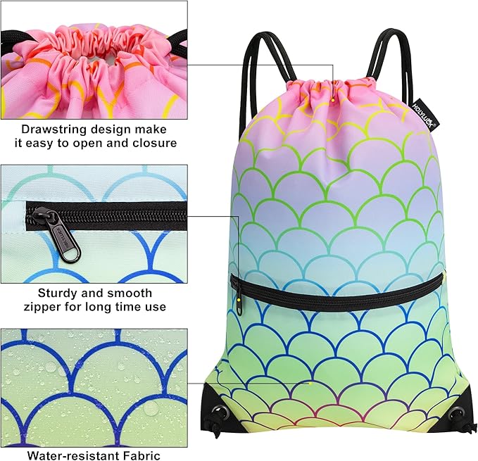 HOLYLUCK Drawstring Backpack Bag Sport Gym Sackpack
