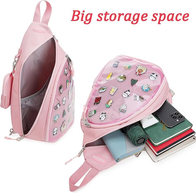 ZAROXOXS Mens Womens Oxford Ita Bag Pin Display Chest Pack Single Shoulder Bag Sport Backpack Packs Hiking Daypack