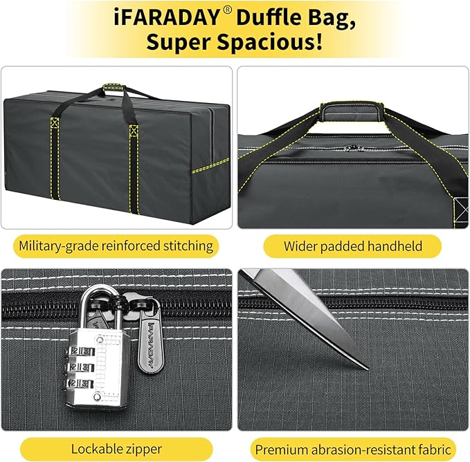 155L Oversized Duffle Bag - 42” Extra Large Heavy Duty Water Resistant Travel Bag for Camping Moving Storage (Grey)