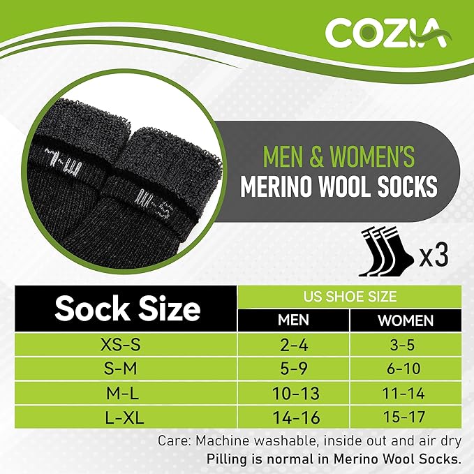 COZIA Merino Wool Socks for Men & Women Casual Warm Winter Cozy Thermal Socks