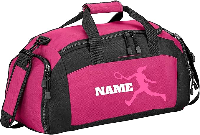 Personalized Sports Duffle Bag with Shoe Compartment (Tennis(Female), Pink)
