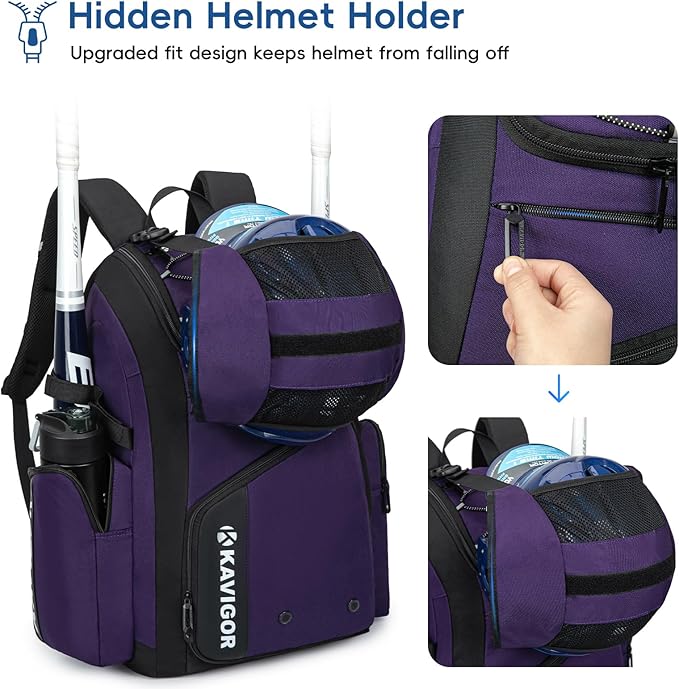 Baseball Bag for Youth and Adult, Softball Bag 50L Large Capacity Holds 4 Bats, Equipment Backpack with Shoes Compartment