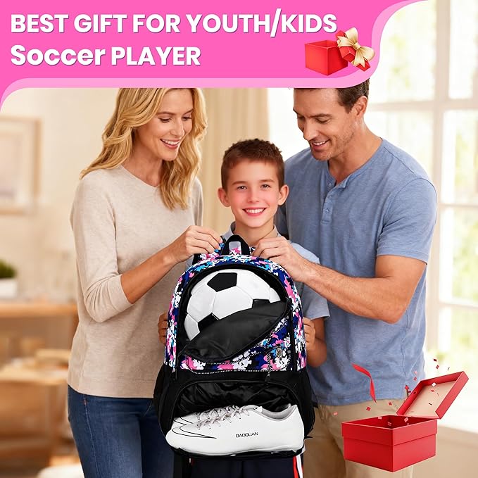 Youth Soccer Bag-Soccer Backpack&Backpack for Football Basketball,with Ball Compartment Separate Cleat Package