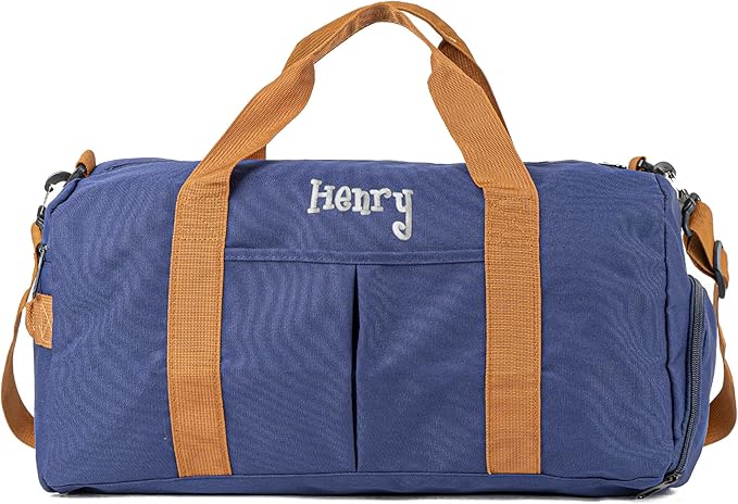 Duffle Bag for Men Personalized Overnight Bags Travel Bag with Durable Canvas Weekender Overnight Bag with Shoe Compartment Custom Groomsmen Gift for Travel Gym Storage Camping Moving (Blue)