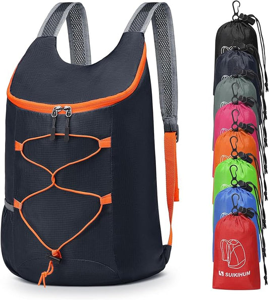 20L Hiking-Daypack Lightweight Foldable Travel Packable Backpack for Camping Cycling Outdoor, Navy Blue