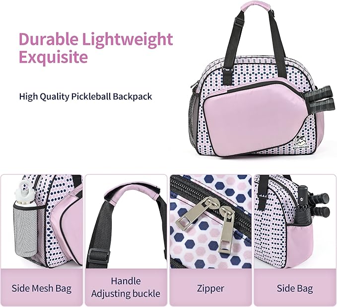 Boulder Bee Pickleball Bags, Premium Pickleball Tote Bag for Girls, Women’s Hand/Shoulder Gym Bag w Water Bottle Holder, with Pickleball Racquet/Paddle Holder