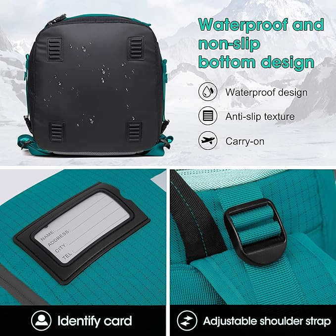 Ski Boot Bag, 55L/70L Waterproof Ski and Snowboard Boots Travel Backpack for Skis, Snowboard, Ski Helmet, Goggles, Gloves & Accessories