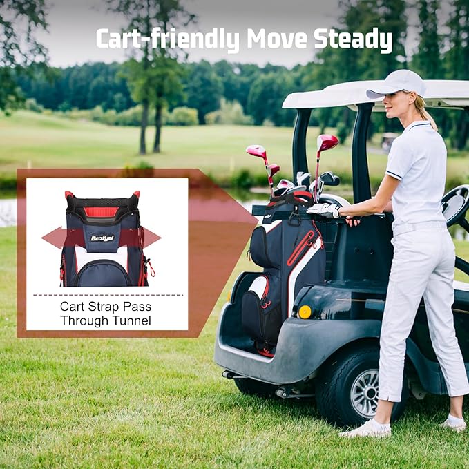 Cart Golf Bag 15 Way Organizer Divider Top Golf Club Bags Lightweight Golf Cart Bags for Men Women with Cooler, Rain Cover