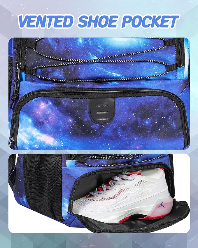 Basketball Bag Backpack for Men Women with Ball & Shoes Compartment 30L Capacity Lightweight Breathable Boys Girls Soccer Ball Bag Backpack Fit Volleyball Football Sports Travel School Gym