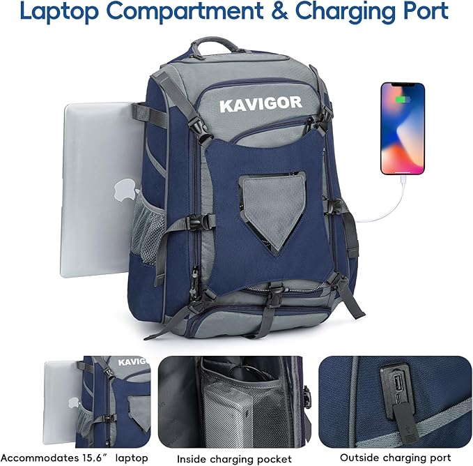 Baseball Bag for Youth and Adult, Softball Backpack 50L Large Capacity, Equipment Backpack with Laptop Compartment and Charge Port