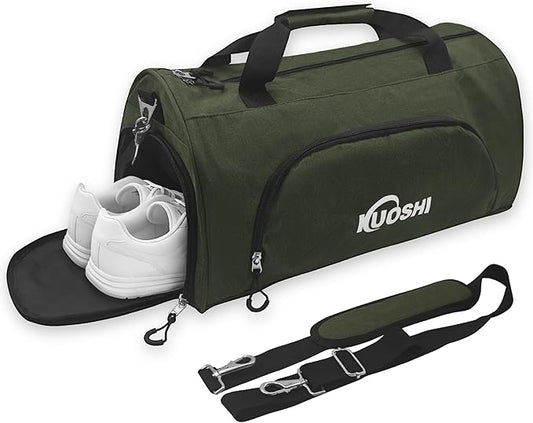 56L Gym Bag Sports Duffle Bag with Shoe Compartment & Wet Pocket, Carry-on Luggage Bag with Quick-Access Pouch, Weekender Overnight Travel Bag for Men & Women