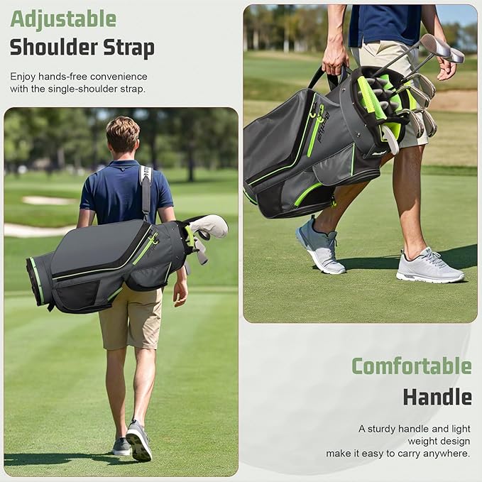 Cart Golf Bag 15 Way Organizer Divider Top Golf Club Bags Lightweight Golf Cart Bags for Men Women with Cooler, Rain Cover