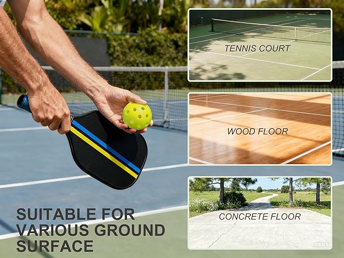 4 Pack Outdoor Pickleball Balls with Mesh Bag, Premium Pickle Balls with High Visibility, Consistent Flight & Reliable Bounce, 40 Holes Outdoor Pickleballs for Every Skill Level